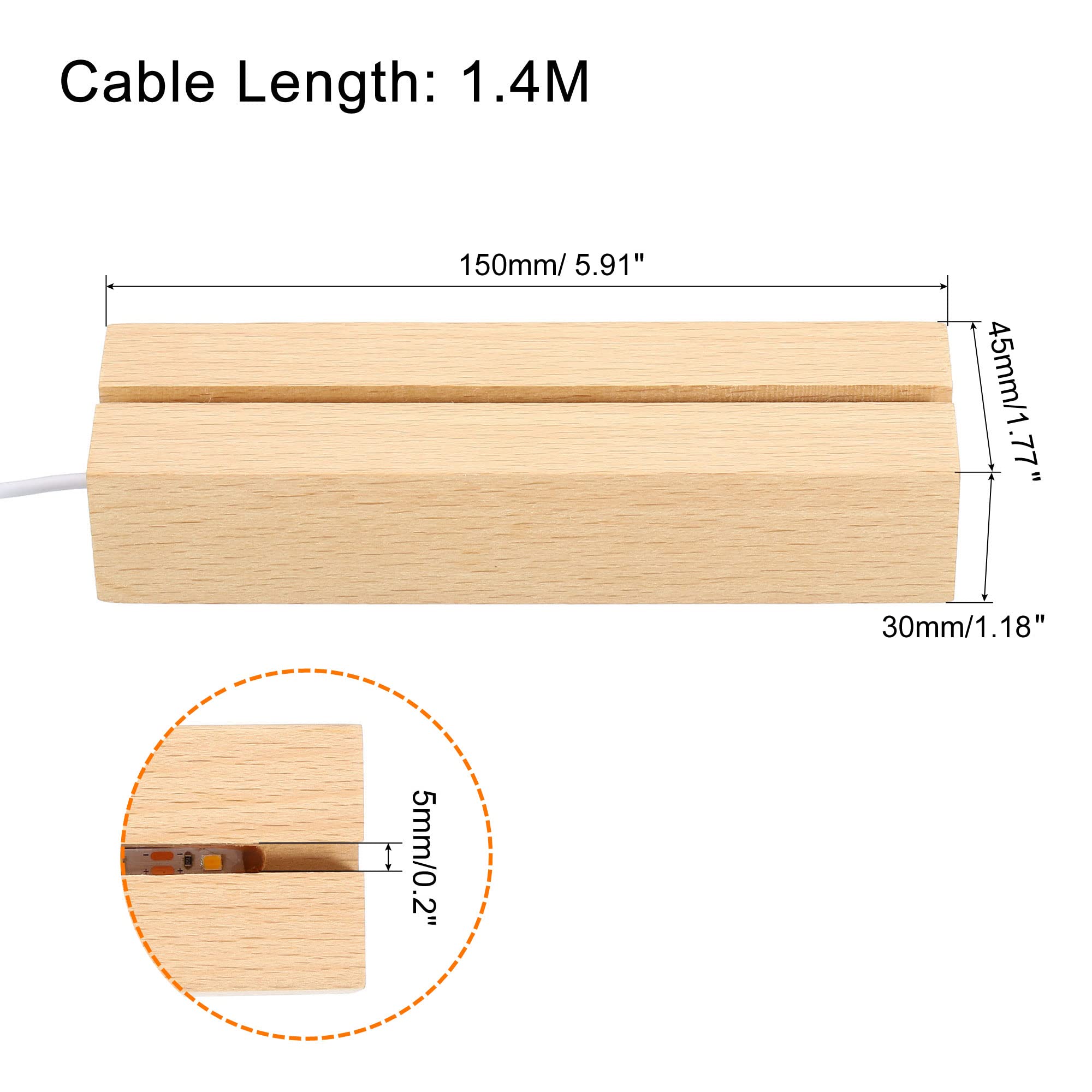 PATIKIL Wooden LED Light Base Stand - Image 2