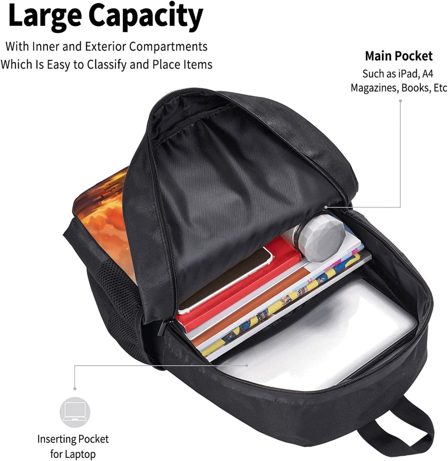 Custom Firefighter Backpack, Personalized Backpack with Text Name Photo, Customized Large Capacity Casual Fashion Backpack for Hiking Camping Picnic Travel - Image 4