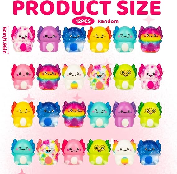 12Pcs Axolotl, Mini Axolotl, Stress Relief, Focus Enhancement Tool for Classroom and Office Use, Anxiety Management Solution