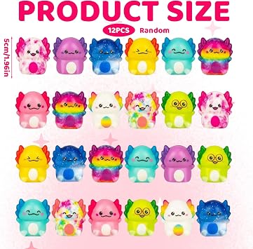 12Pcs Axolotl, Mini Axolotl, Stress Relief, Focus Enhancement Tool for Classroom and Office Use, Anxiety Management Solution