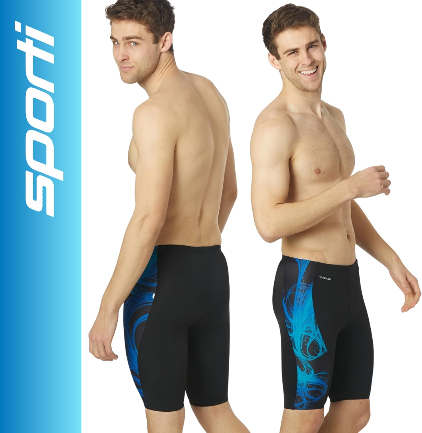 Sporti Men's Athletic Swimwear Jammers, Multi Solid Color - Racing & Training Swimsuit Jammers for Men, Durable Long Lasting