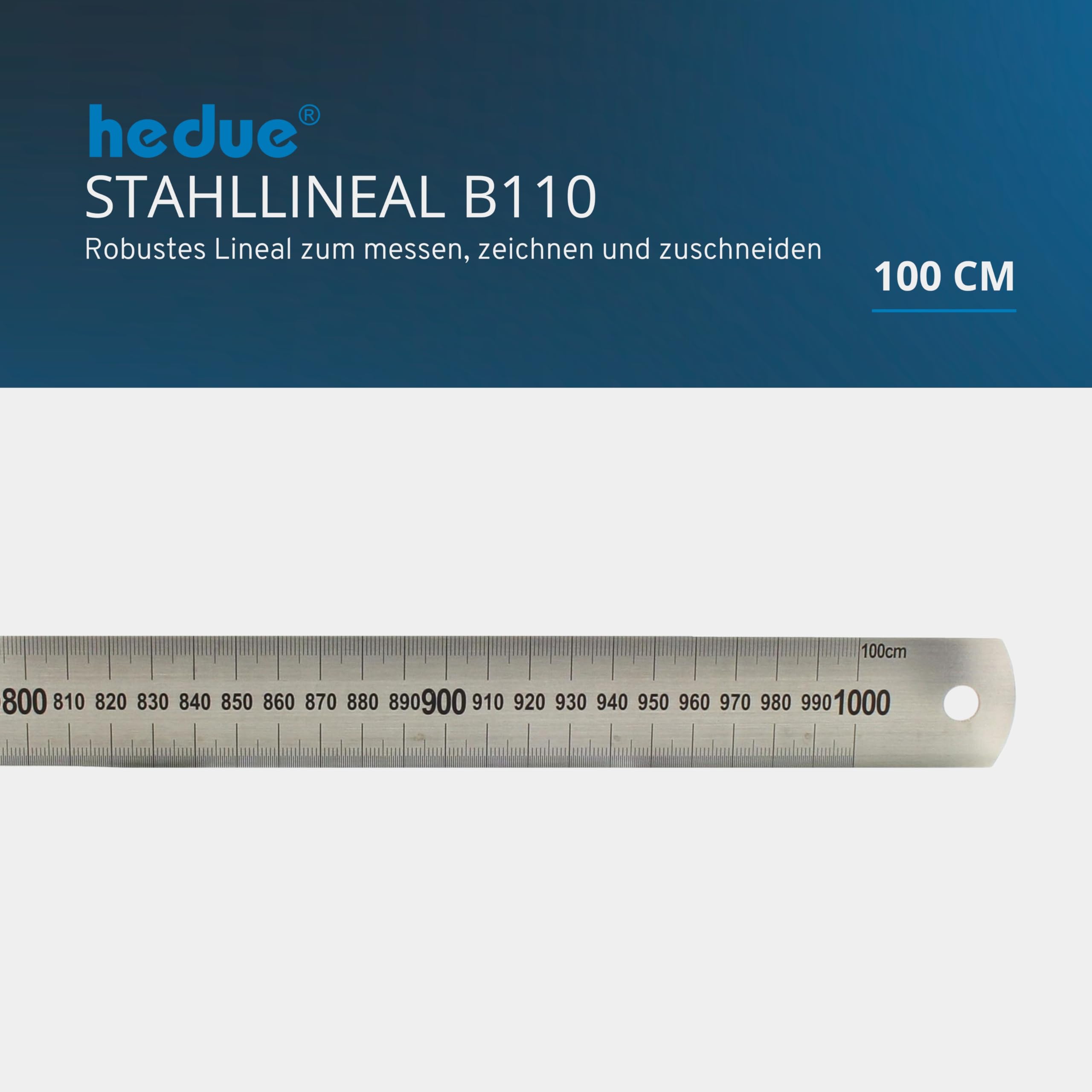 Azbvek Edelstahl-Lineal 1 Meter – Beidseitig Mit Cm Und Zoll, Für Werkstatt, Schule Und Handwerk