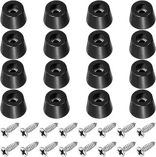 PATIKIL Pack of 16 Cut Footboard Bumper Pads (0.1" W x 0.35") | Round Non Slip Rubber Feet with Stainless Steel Screws for Furniture Chairs Electronic Office