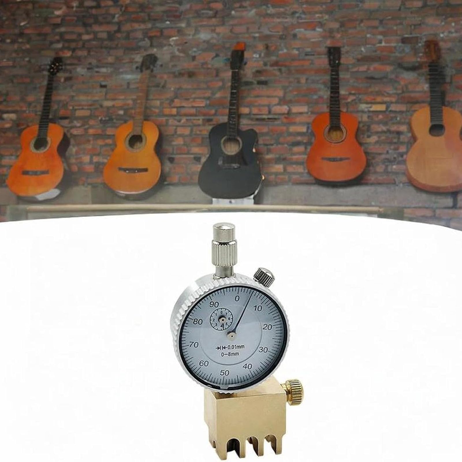 Miernik strun gitarowych, typ cyfrowy i wskaźnik, mosiężna podstawa, dokładne narzędzie pomiarowe do gitar akustycznych i elektrycznych, naprawa i konserwacja lutnika