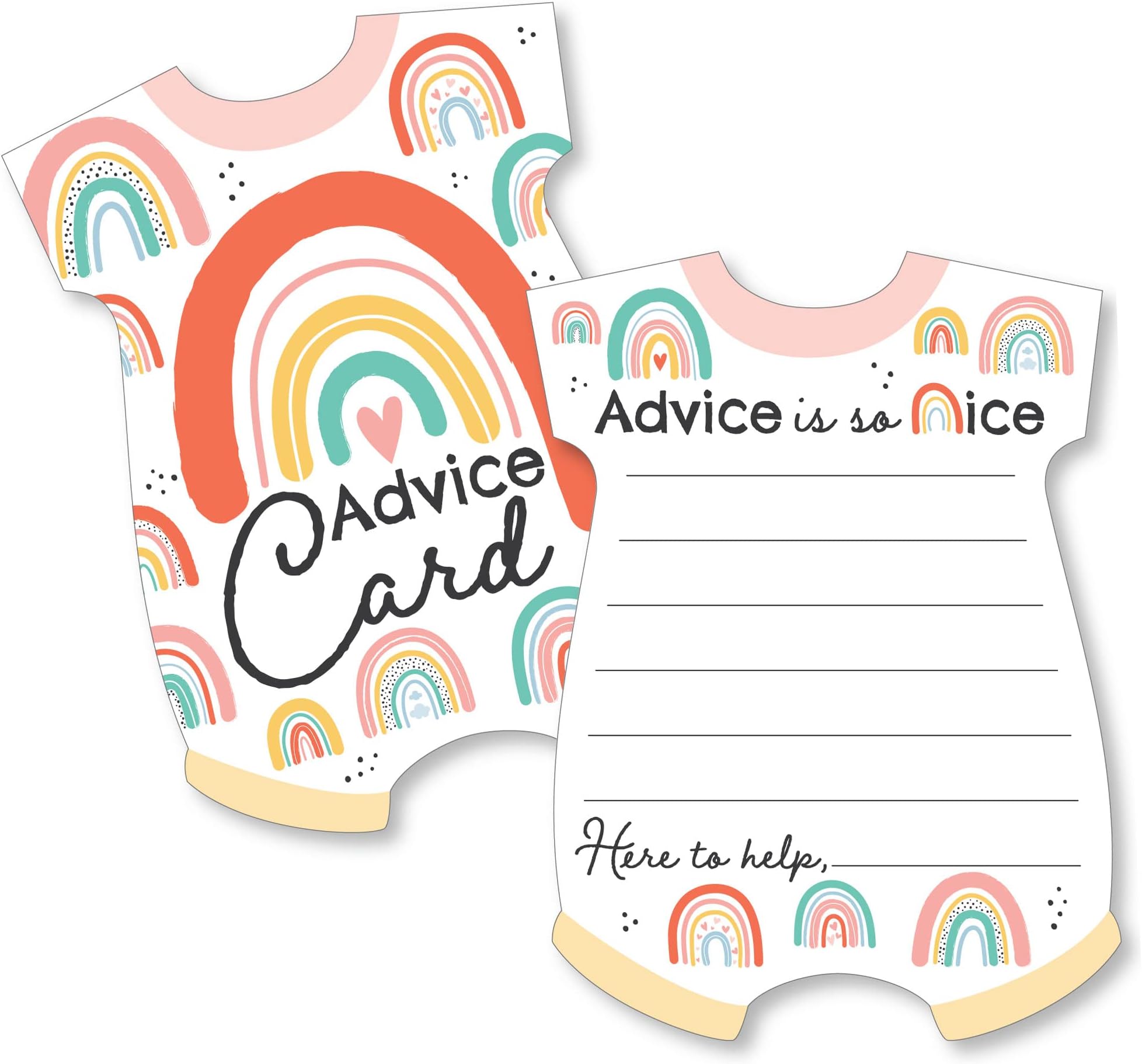 Big Dot of HappinessHello Rainbow - Baby Bodysuit Wish Card Boho Baby Shower Activities - Shaped Advice Cards Game - Set of 20