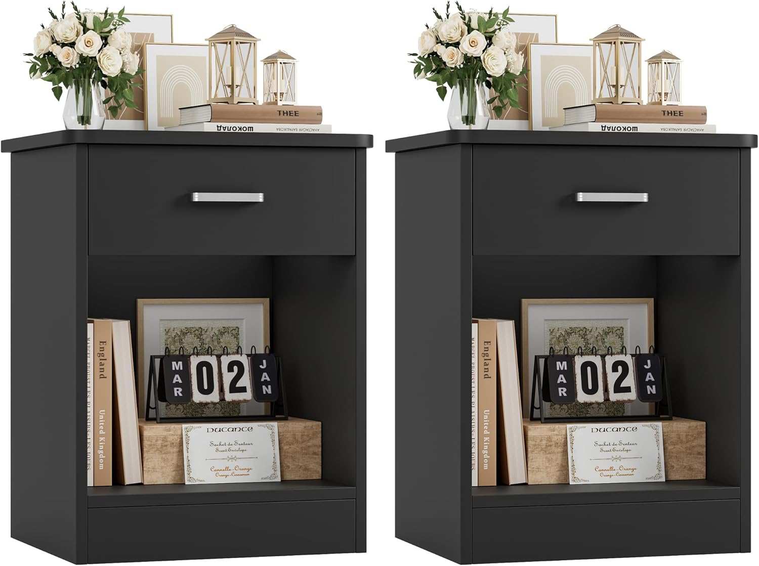 Black Two-Tier Nightstand