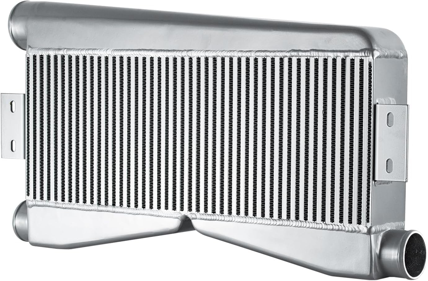 Universal Aluminum Twin Turbo Intercooler 24"x9"x3.5" Bar & Plate Design Custom (2 In/1 Out) SL Silver