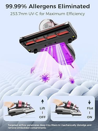 Miniatura 4 de Jimmy Aspiradora de Colchón, Aspiradora de Cama con Luz UV-C y Ultrasónica, Succión de 15Kpa 500W Potentes Aspiradoras de Mano para Polvo y Pelo de