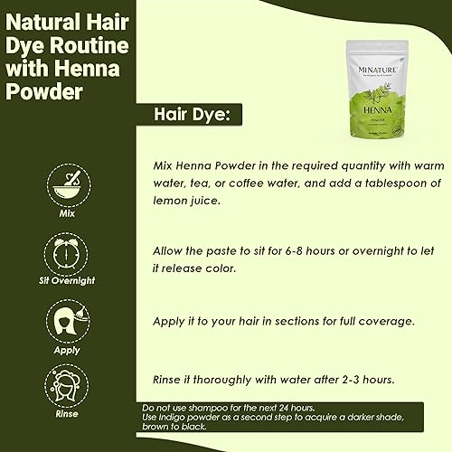 Miniatura 5 de Mi Nature - Polvo de henna pura (Lawsonia Inermis) 8.01 oz (8 onzas) - Tratamiento natural para colorear y acondicionar el cabello a base de