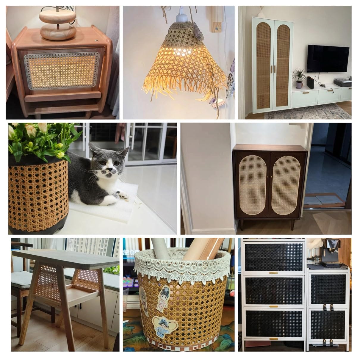 Rattan Rotolo Fettuccia Rattan Intrecciato 40/50/70*100cm Rattan Tessuto A Maglia Aperta In PE Intreccio Viennese Foglio Rattan Per Riparazione Di Sedie Decorazione Mobili Artigianato Fai Da Te(BROWN,