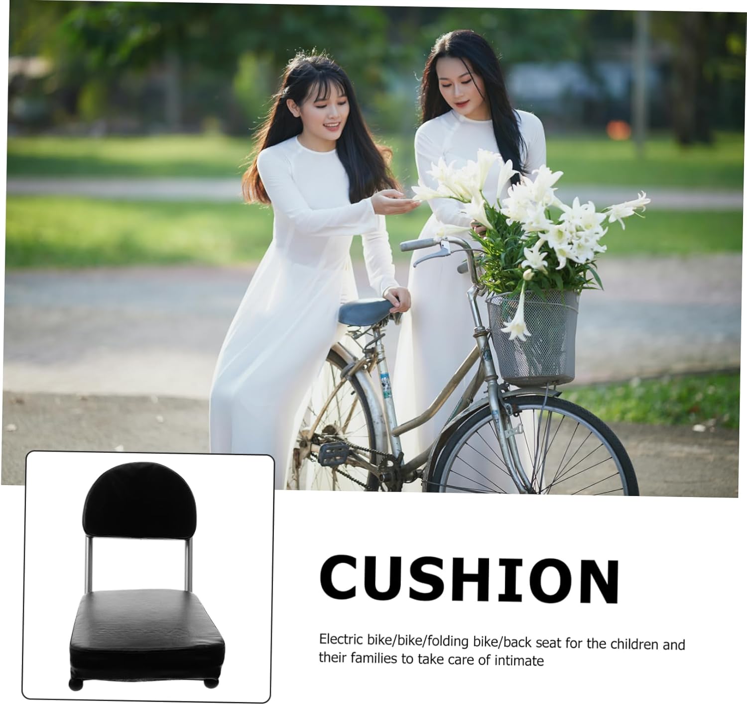 Comfortable Backrest Bicycle Rear Seat Cushion Durable Frame Fit for Electric and Standard Bikes Thick Sponge Padding for Long Rides