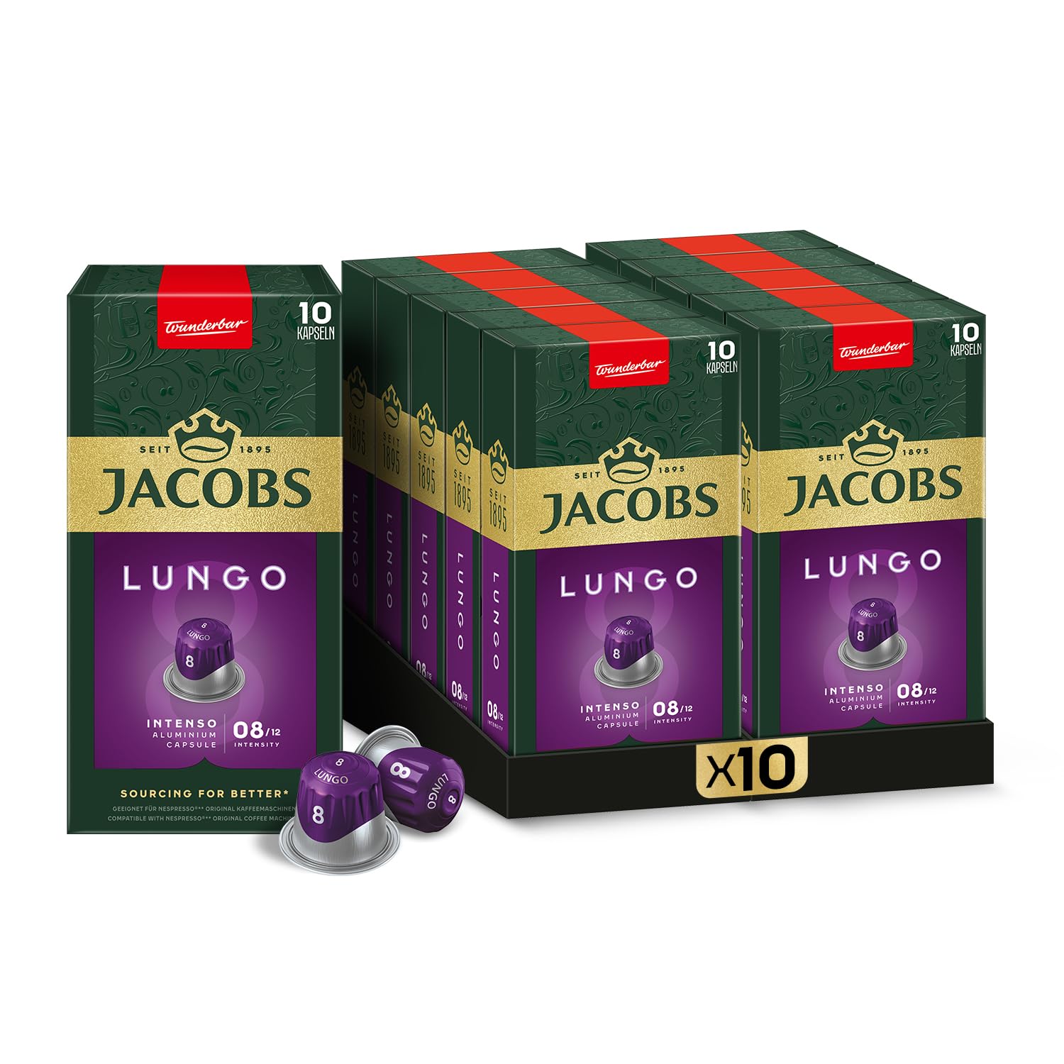 Jacobs Kapsül Kahve Lungo 8 Intense x 10 Paket