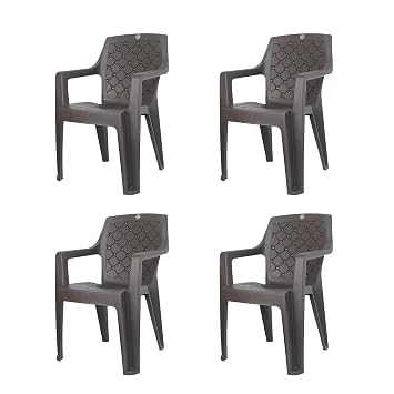 Cello Squid Chair Set of 4, Matte Brown | Unbreakable, Durable & Strong | Blended PP Material, Easy to Clean | Plastic Chair for Living Room, Home & Office | 3 Years Warranty - Manufacturing Defects