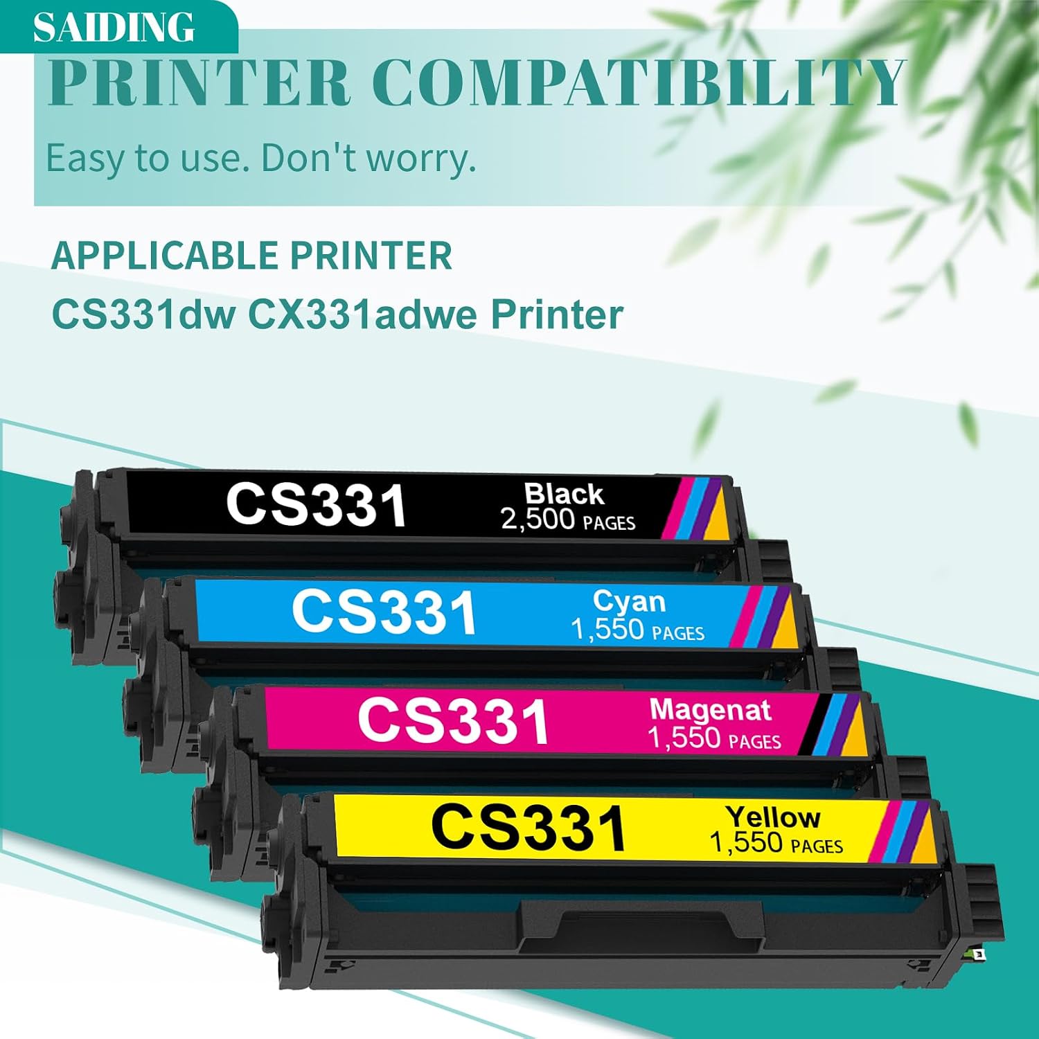 CS331 CX331 Toner Cartridge High Yield New Chip 20N10K0 20N10C0 20N10M0 20N10Y0 Toner Replacement for Lexmark CS331 CS331dw CX331adwe CS431dw CX431adw Printer(4-Pack)