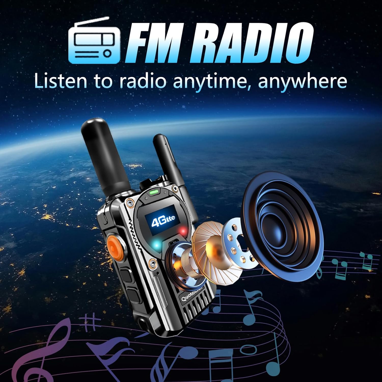 (Lifetime Free) Global Rapid Unlimited Range Walkie Talkie, 4G LTE PoC Long-Range Radio, SOS Rescue Light, Portable FM Function, FCC Certified, Ideal Transportation Fleets, Construction Sites