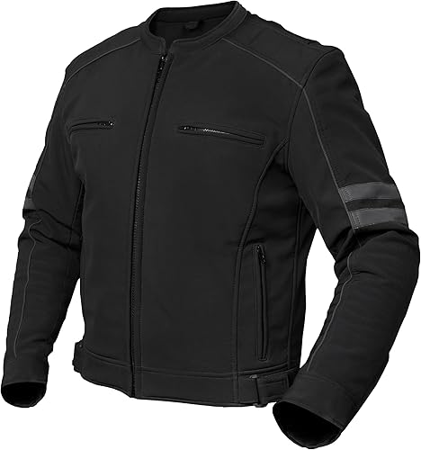 Daniel Smart - Chaqueta textil para hombre, chaqueta de motocicleta con diseño de ribetes reflectantes, panel trasero de acción y múltiples bolsillos