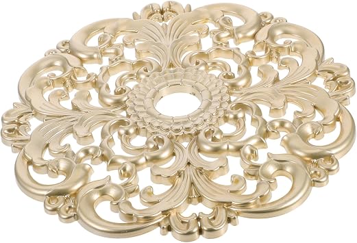 Ceiling Medallion 12.03 Inch Round Ps Golden Decor | European Style Hollow Carving, Frames Ceiling Lights or Fans, for Living Rooms Bedrooms Dining Areas