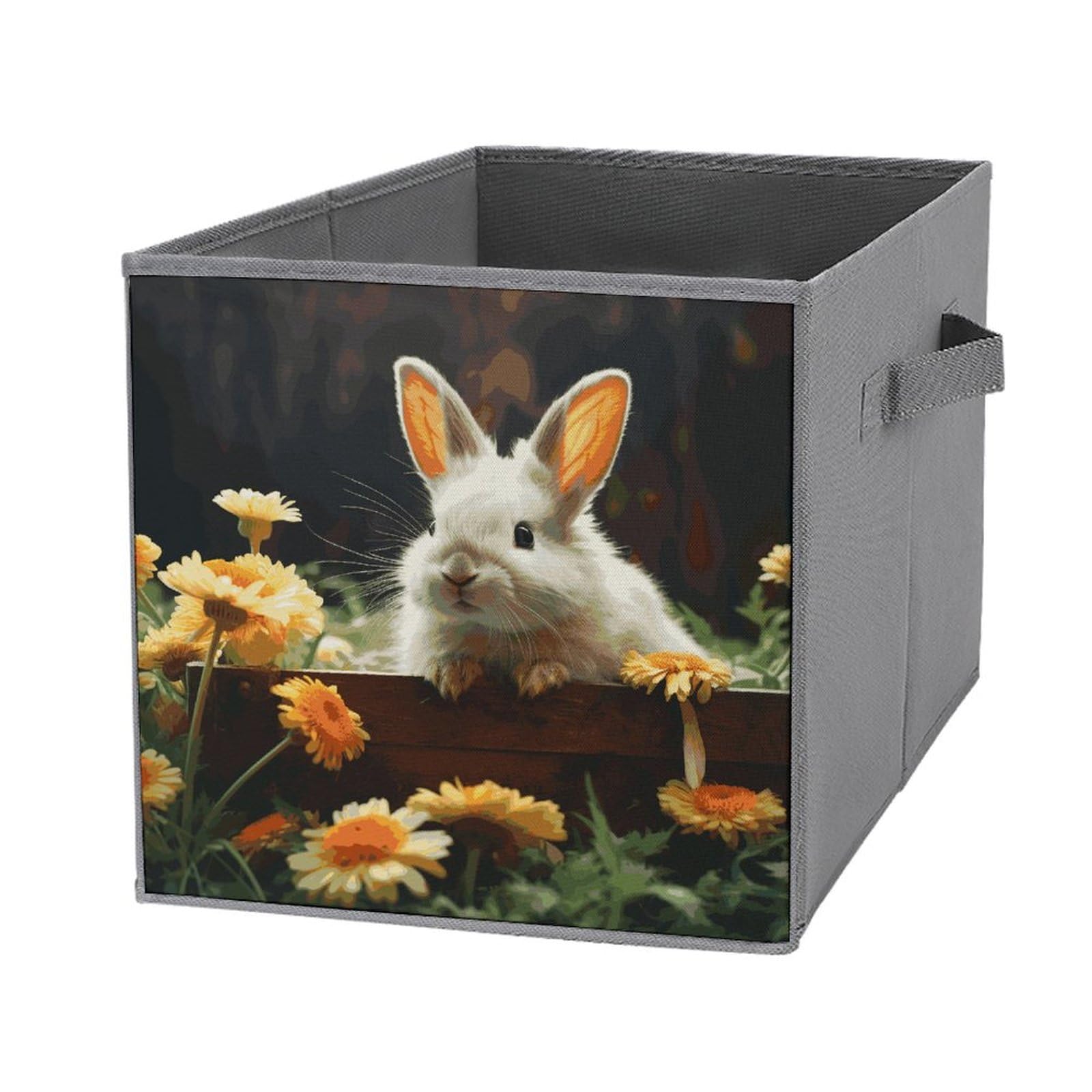 Bacs de rangement pliables lapin lot de cubes en tissu imprimé avec poignée