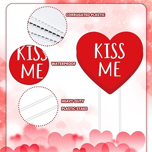 Miniatura 10 de Whaline 10 letreros de patio para el día de San Valentín con 20 estacas de conversación corazón decoración de patio para San Valentín aniversario