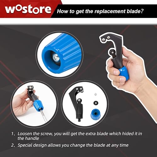 Wostore Eccentric Flaring Tools Set and Tube Cutter Kit for 7 Dies Sizes 3/16-3/4inch Refrigeration HVAC 45 Degree Heavy Duty - 6