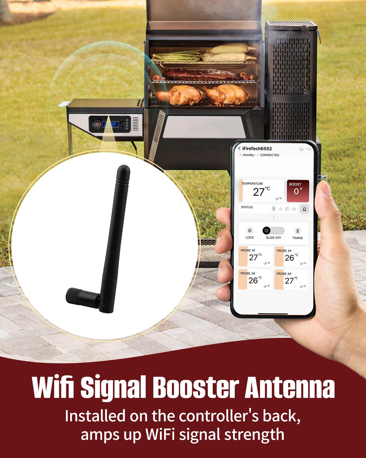 Upgraded Smart WiFi Control Board Kit/Controller (with APP Control) Fit for Masterbuilt Gravity Series 560/800/1050 Digital Charcoal Grills and Smoker MB20041220 with Splash-Proof Power Adapter