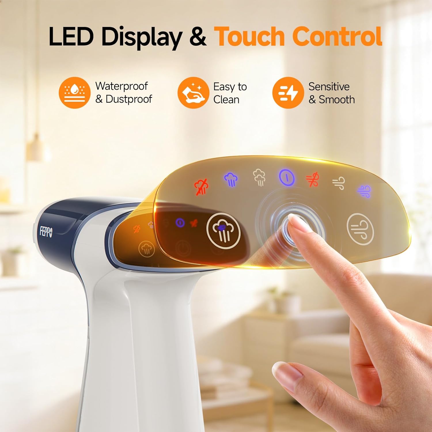 FEPPO Vacuum Steamer for Clothes, Handheld Garment Steamer with Suction, 2-in-1 Steam & Iron, LED Display, Adjustable Suction & Steam Modes, One-Hand Vacuum Steamer for Home (For 110-120V)