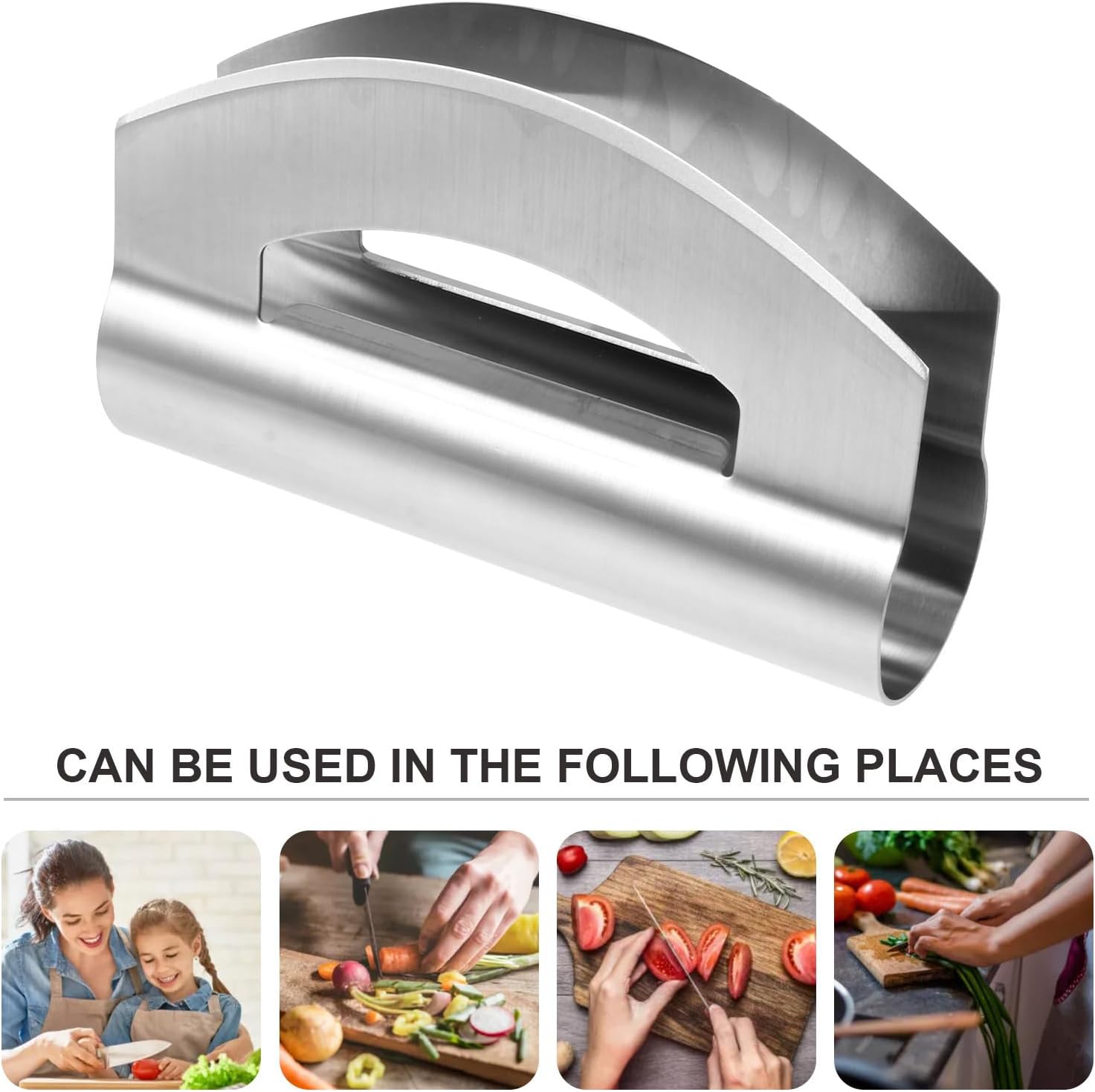 Stainless Steel Double Side Chopper with Thickened Handle, Silver