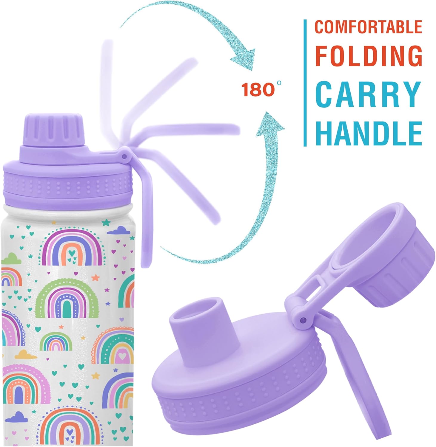 CHILLOUT LIFE 17 oz Kids Insulated Water Bottle for School with Leakproof Spout Lid and Cute Waterproof Stickers, Personalized Stainless Steel Thermos Flask Metal Water Bottle for Girls & Boys - Image 4