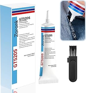Fabric Glue Permanent 60 ML, Washable Clear Adhesive for Clothes, Iron on Patches, Rhinestones, Leather, Hats, Denim and Crafts, Quick Dry Waterproof No Sew Solution