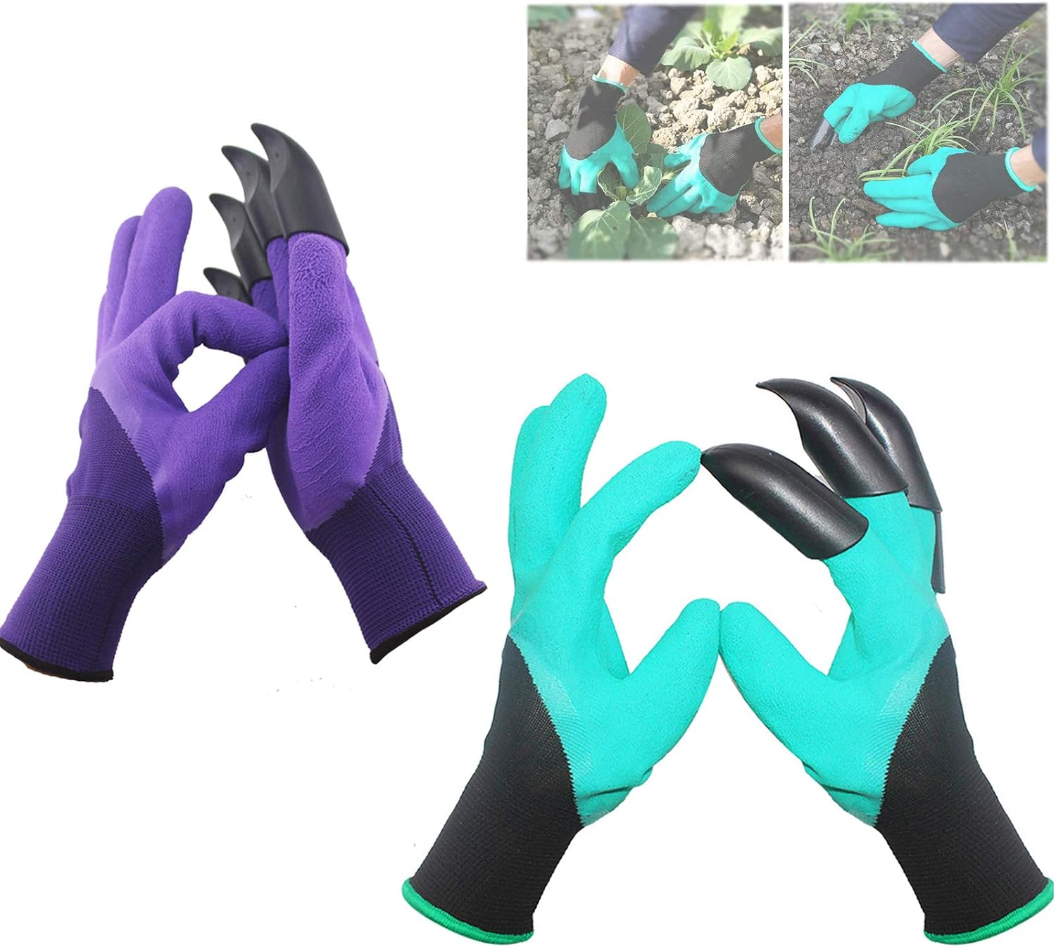DINGZHAO 2 works of Garden Gloves, Planting and Work Gloves, Garden Gardening Gloves with Digging Claws