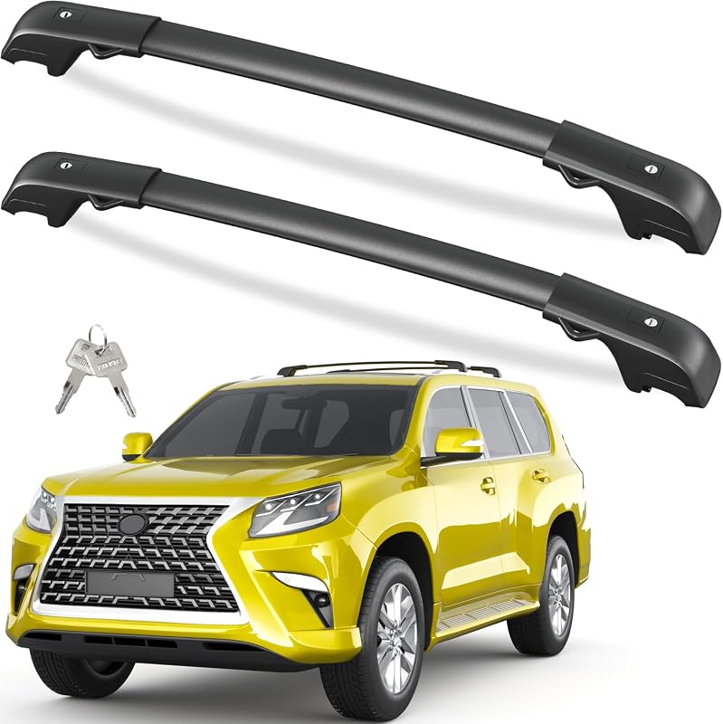 Tuyoung 300lbs Roof Rack Cross Bars for Lexus GX460 2010-2023 | with Flush Rails, Lockable Aluminum Roof Rails Crossbars Cargo Bars Canoe Rooftop Cargo Luggage SUV Accessories