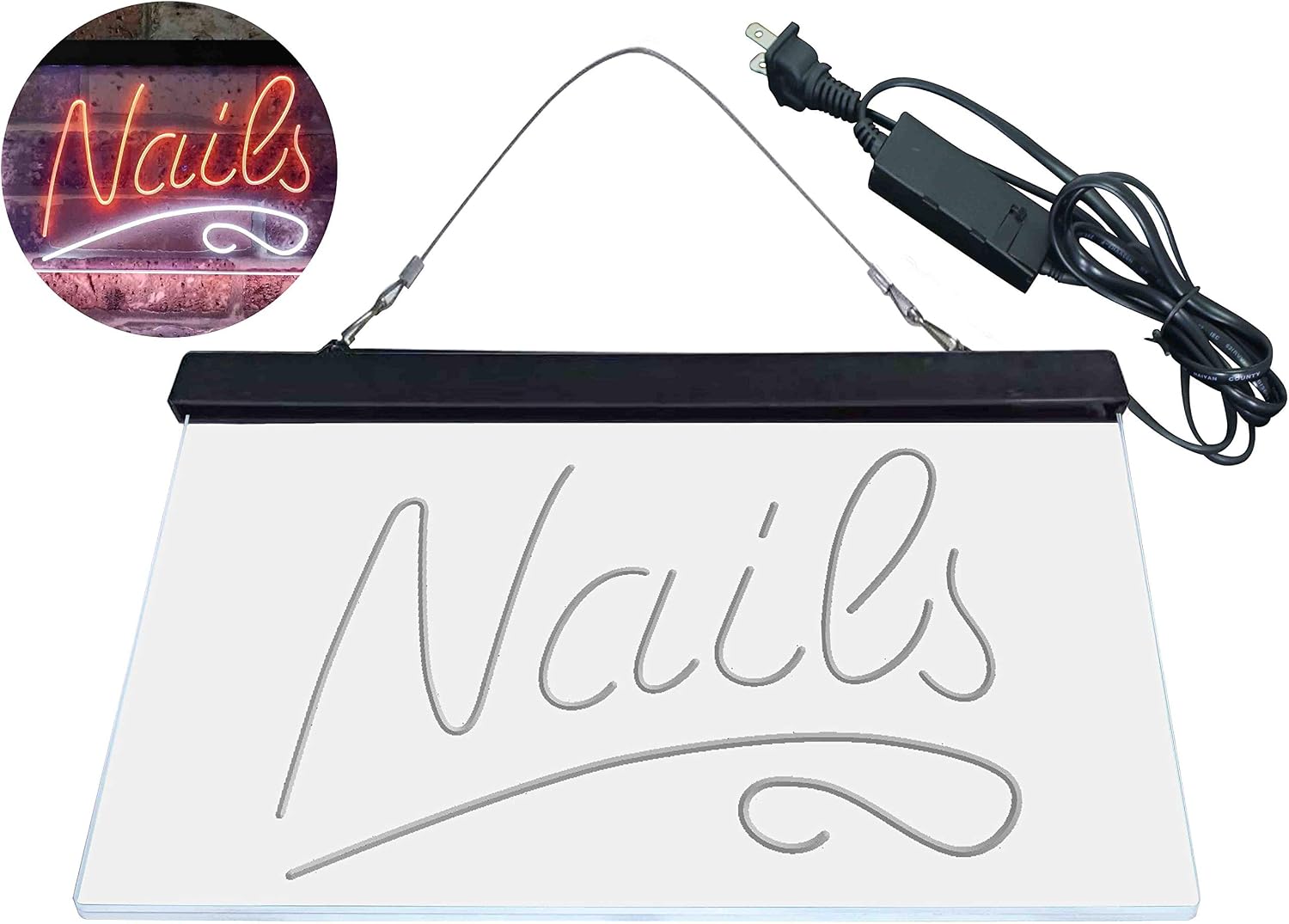 ADVPRO Nails Beauty Salon Dual Color LED Neon Sign White & Orange 24 x 16 Inches st6s64-i3808-wo