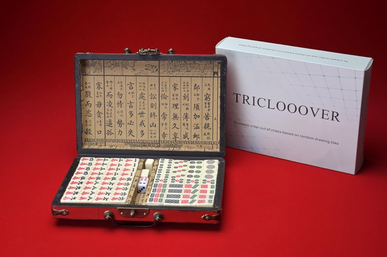TRICLOOOVER Mahjong Set;Chinese Tiles Games;Vintage Mahjong Games