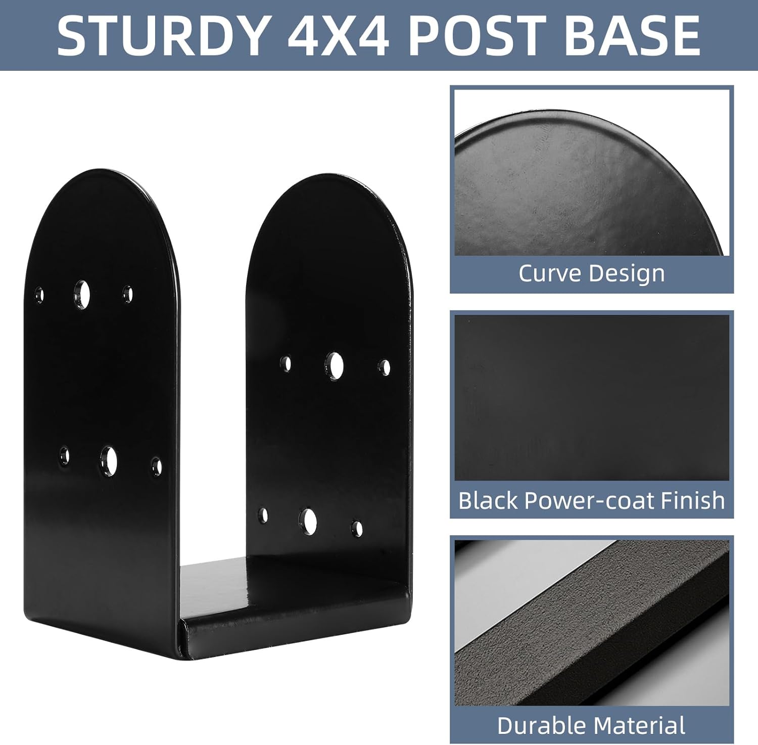 4"x 4" Post Base, Post Anchor Base (Internal 3.5 x 3.5) Adjustable 201 Steel Post Bracket for Wood Post Pavilion Deck Porch Handrail Railing Support Decorate, 4 Pcs