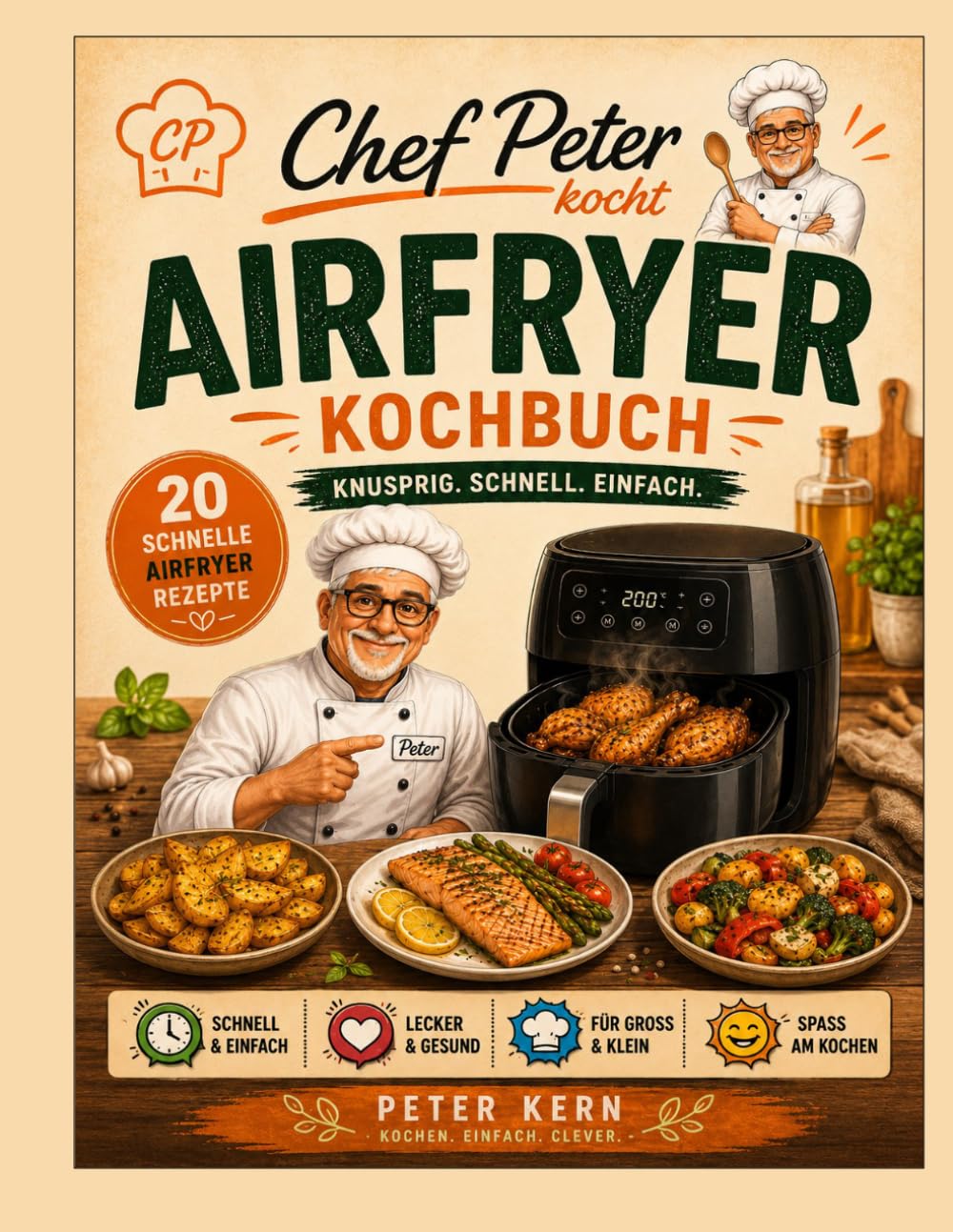 Airfryer – einfache Rezepte für jeden Tag: Knusprig, schnell und alltagstauglich – 20 Gerichte mit wenigen Zutaten und maximalem Geschmack (Chef Peter kocht)