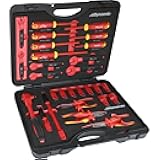 Dynamic 28 Piece Insulated Tool Set, VDE Certified to 1,000V AC, Electrician Tools Including Insulated Sockets, Wrenches, Pliers, Screwdrivers, in Durable Storage Case