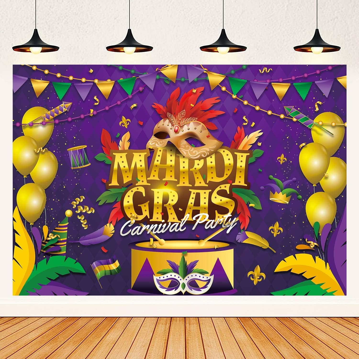 Mardi Gras Backdrop Masquerade Background Mardi Gras Party Supplies