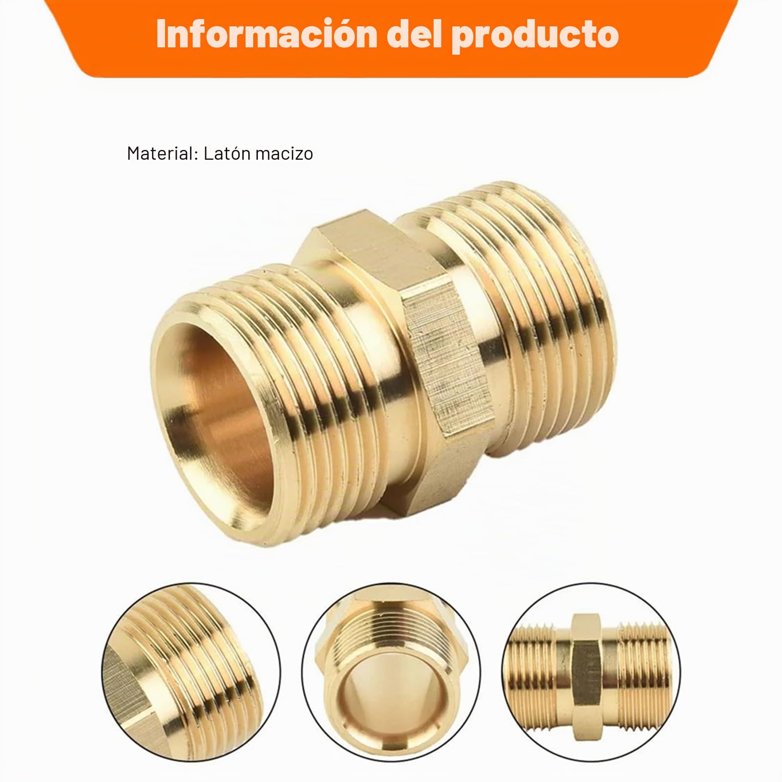 Duokon Adaptador de pulverizador de Alta presión, Rosca Macho métrica M22, Adaptador de extensión de Manguera para Lavadora a presión Macho de 14 mm x 14 mm