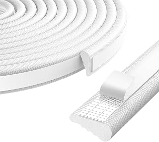 196 Inch Wedge Weather Stripping Door Seal Strip, Soundproofing, Stylish & Energy Efficient Gap Filler, Self-Adhesive Draft Stopper for Winter, Door and Window Insulation (White, 16.5 Ft(196in))
