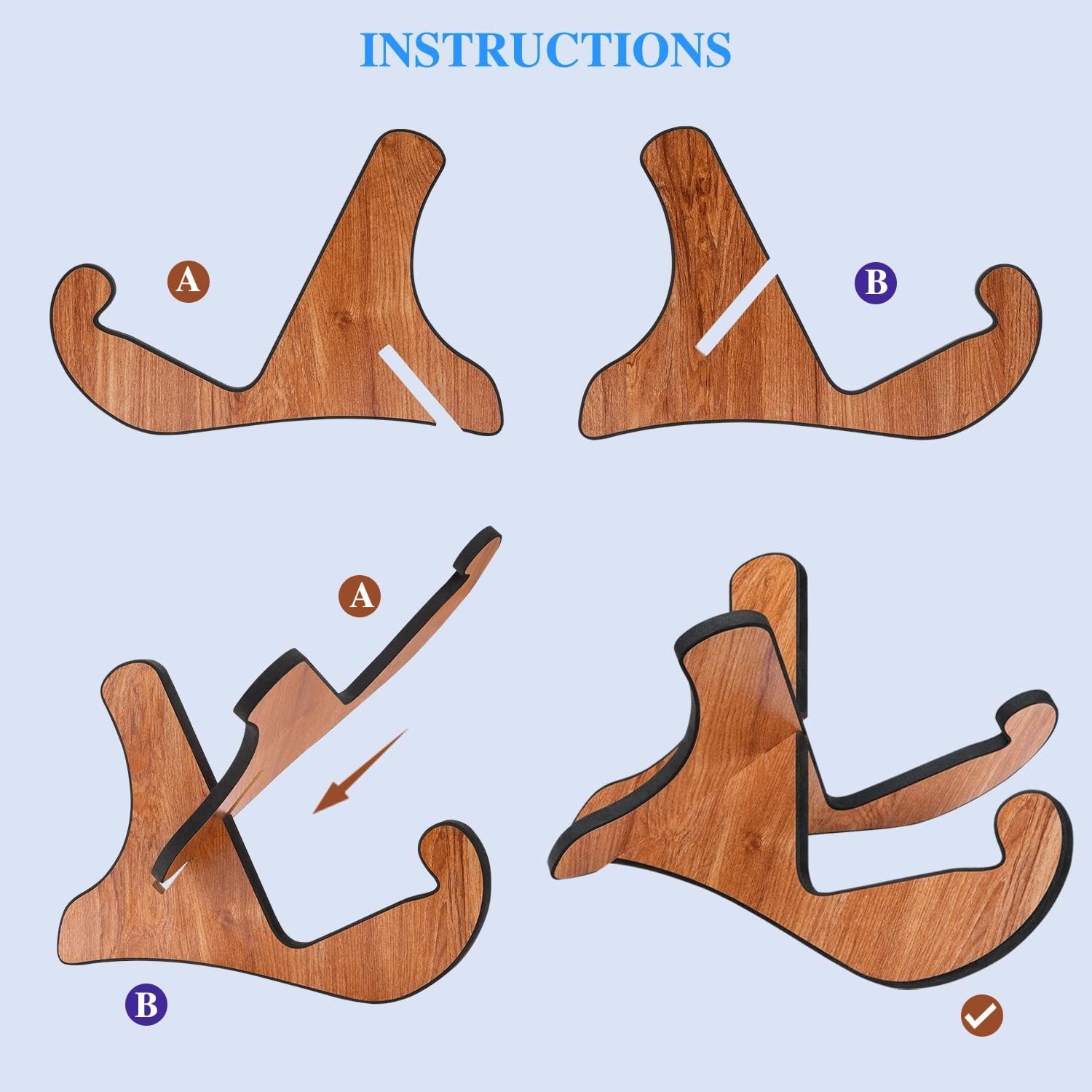 Wooden Guitar Stand, Detachable Non-Slip Wood Guitar Stand Holder Floor for Acoustic Electric Classical Bass Guitars