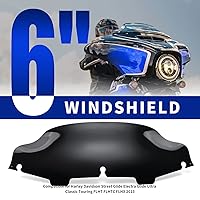 Vista 2 de Parabrisas de 6 pulgadas para Harley Davidson Touring Electra Glide Street Glide Tri Glide 1996-2013 Wave parabrisas (negro)