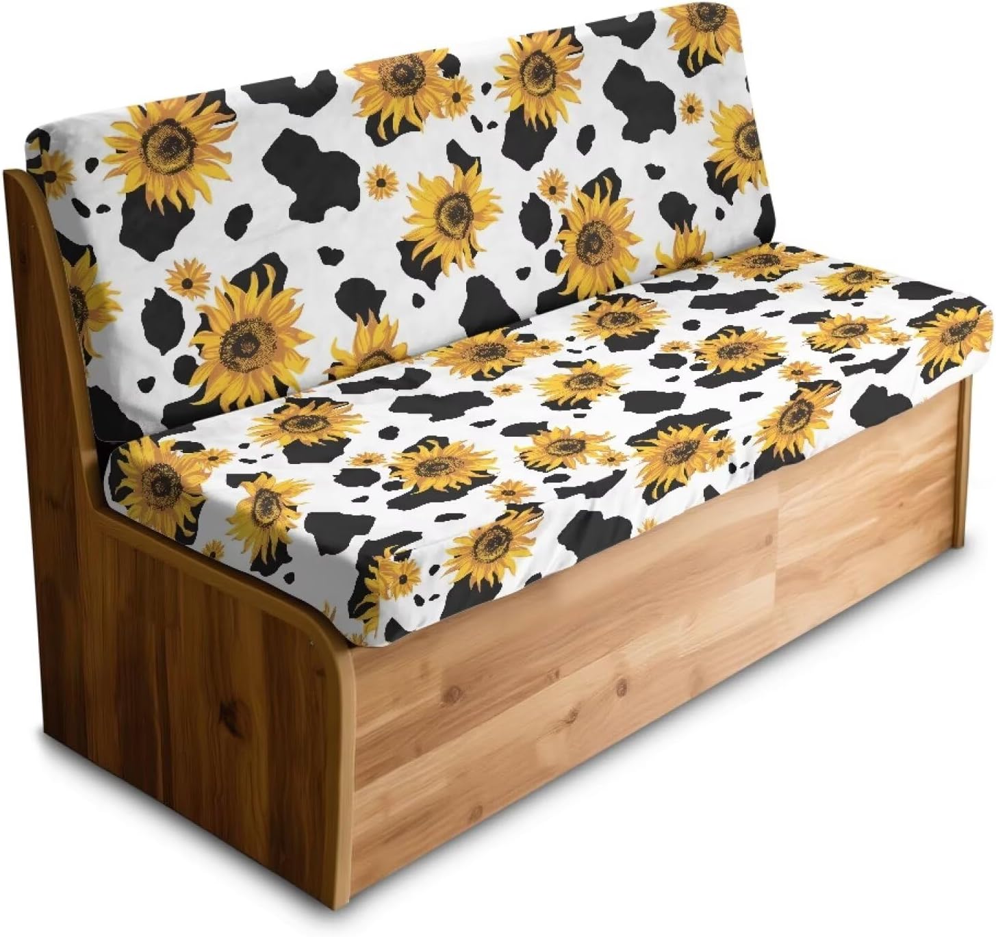 AFPANQZ Cow Sunflower Rv Bench Seat Covers Replacement Rv Cushions with 1 Bench Cover & 1 Backrest Cover, Universal Camper Accessories for Inside