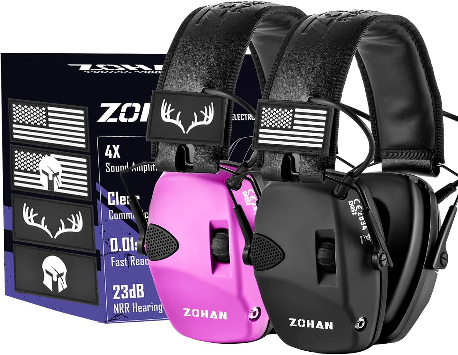 ZOHAN Electronic Shooting Earmuffs, Hearing Protection Shooters, NRR 23dB Noise Reduction Gun Range Ear Protection Headphones