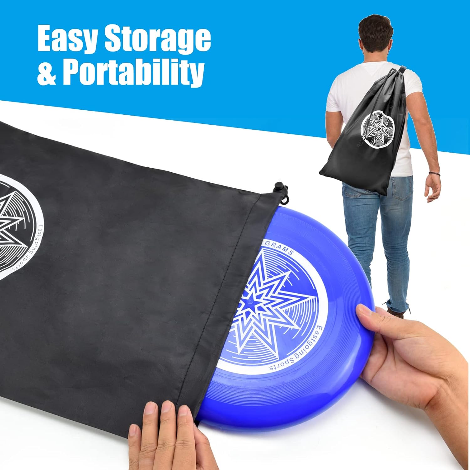 Eastgoing Outdoor Flying Disc Game Set, Bottle Game with Height Adjustment Button und Score Tracker, Outdoor Polish Horseshoes Game Set for Lawn, Backyard, Park, Camping，Beach Game