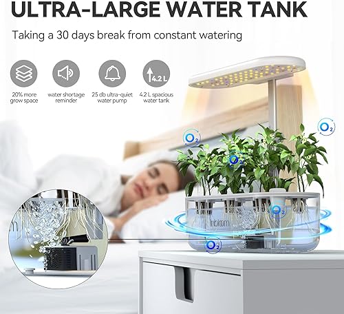Miniatura 2 de inbloom Sistema de cultivo hidropónico, 10 cápsulas, jardín de hierbas para interiores con luces LED de espectro completo, alarma de escasez de
