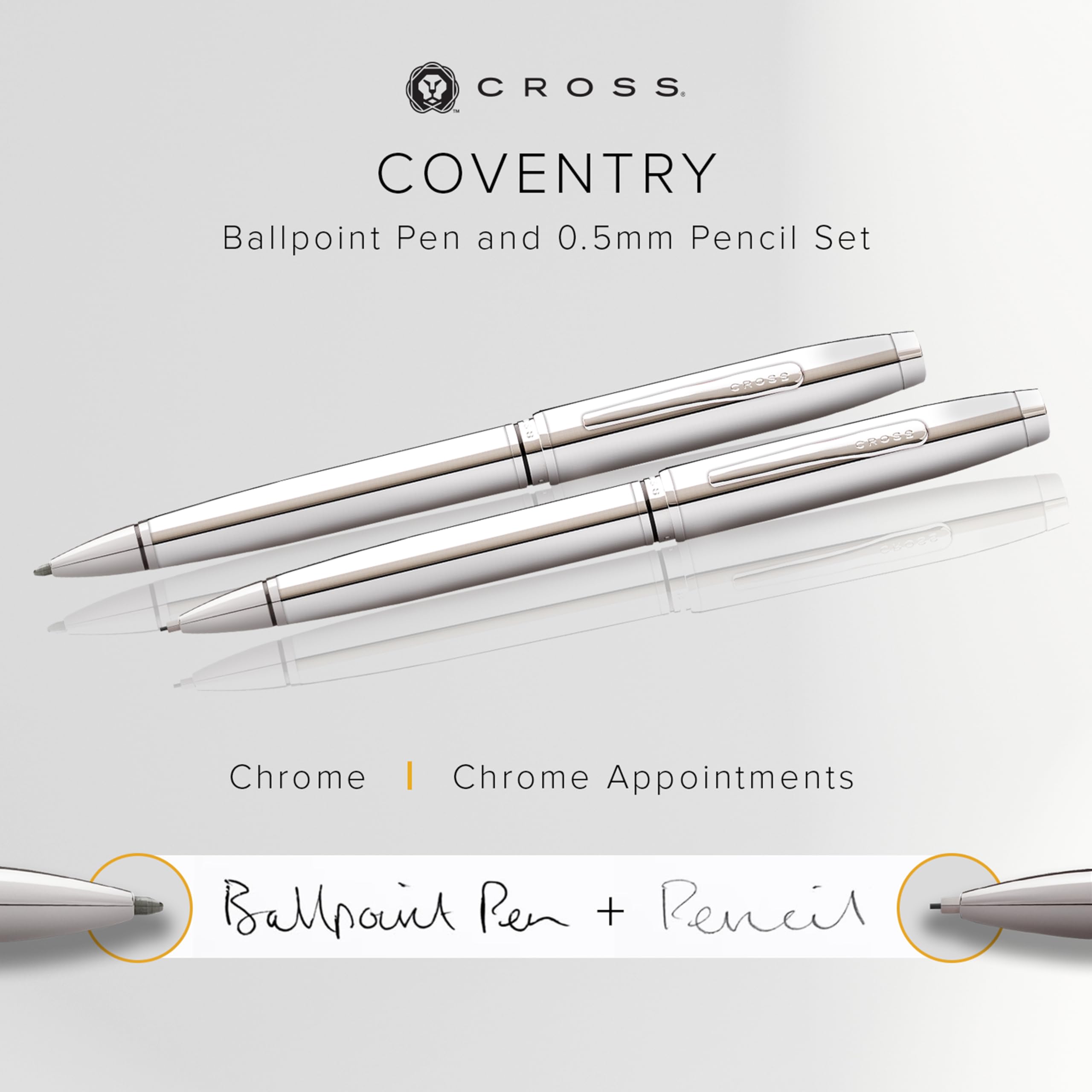 Cross Coventry Set Kugelschreiber und Drehbleistift (KS: Strichstärke M, DB 0,7mm, inkl. Geschenkverpackung) glanzchrom