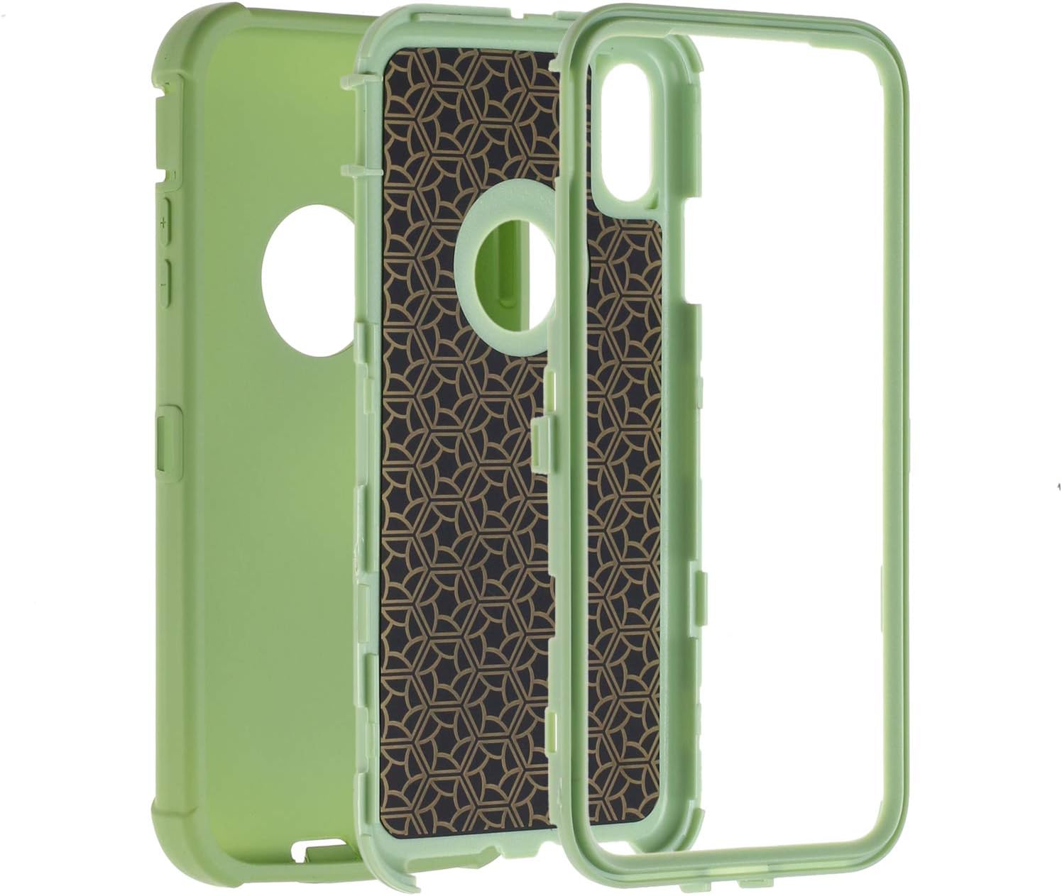 KABIBIN for iPhone Xr Shockproof Rugged Protective Phone Case Soft Silicone Heavy Duty 3 in 1 Full Body Defender Hybrid Cover Durable Hard Plastic Solid Bumper Shell 6.1inch (Matcha Green)