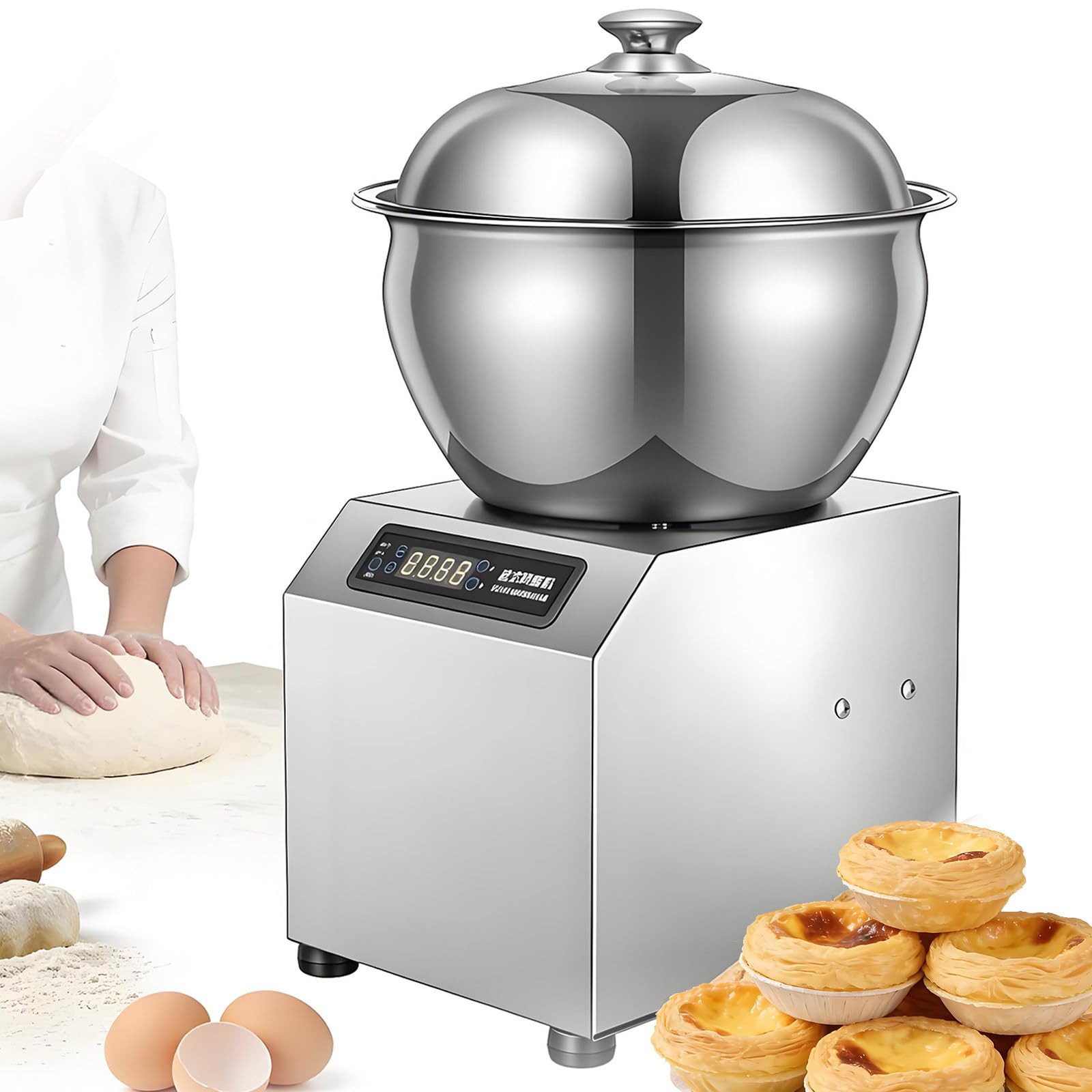 Urządzenie Do Mieszania Ciasta Z Regulacją Temperatury I Timerem, 5kg | Komercyjny Mikser Do żywności,2200 W Dwuobrotowy,Misa Ze Stali Nierdzewnej Do Kontaktu Z żywnością