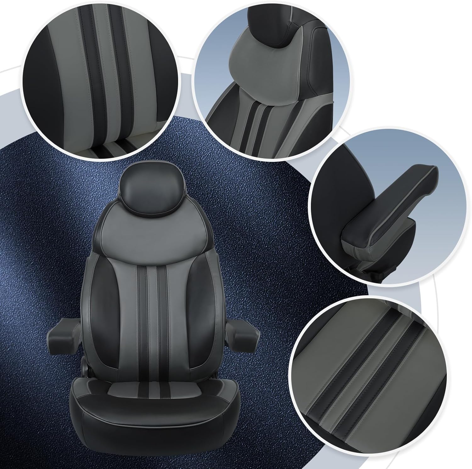 Leader Accessories High Back Luxury Reclining Pontoon Captains Chair Bucket Boat Seat Yacht Seat with Armrests