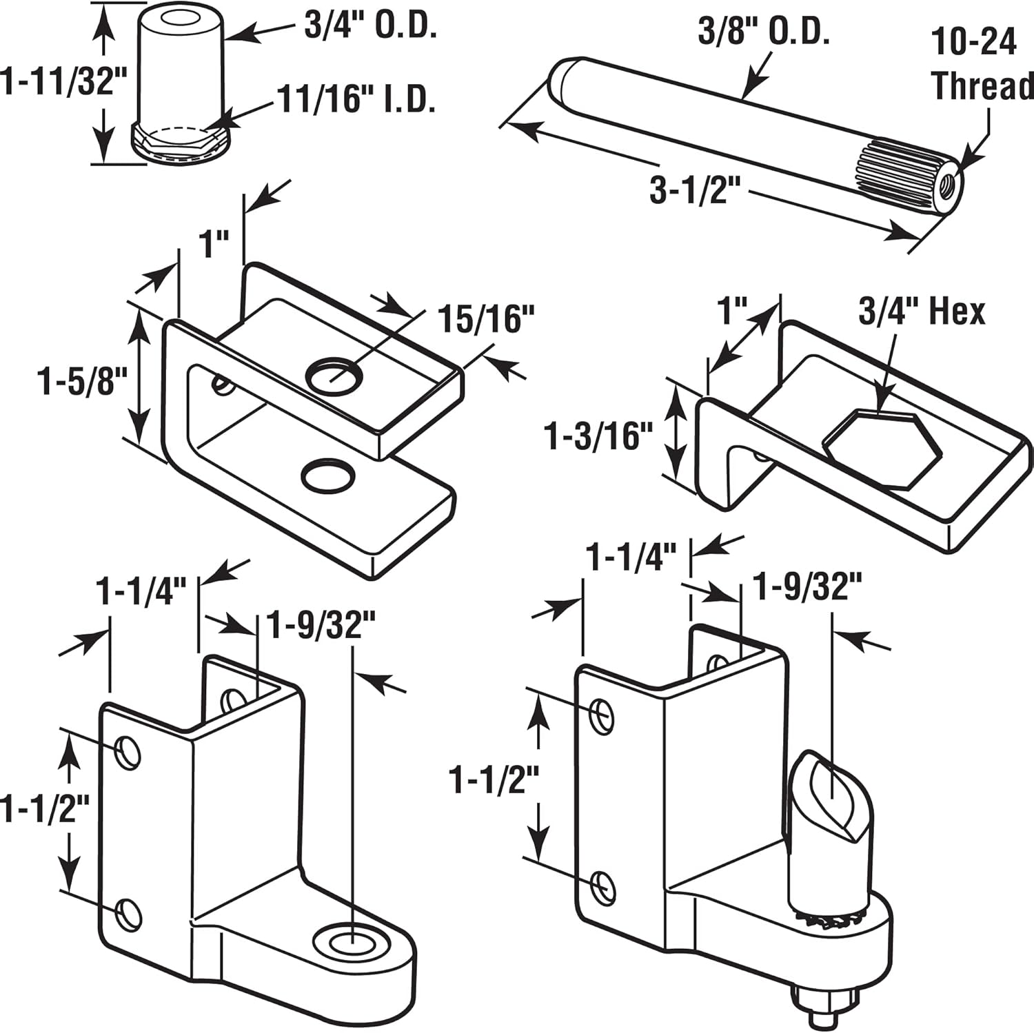 Prime-Line 656-2727 Replacement Hinge Kit, 1 in., Cast Zamak Construction, Chrome Plated (1 Kit)